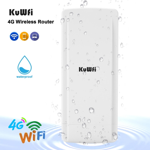 KuWFi Outdoor 4G LTE Router with 48V POE Adapter Outdoor Waterproof 4G LTE CPE Router with Sim Card Slot