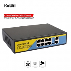 48V POE Switch 10/100/1000mbps Ethernet Switch 8Port Gigabit Switcher RJ45 Hub 8Port POE + 2Port Uplink Distance 50-100M