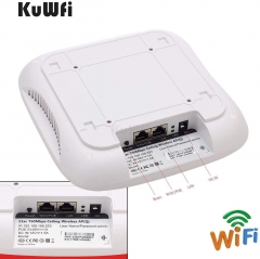 KuWFi 750Mbps Dual-Radio High Power Ceiling Wireless Access Point SNMP/CAPWAP Protocol 48V POE