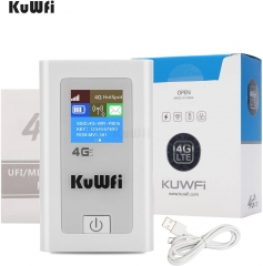 KuWFi Portable Mobile 4G LTE Hotsapot Router 5200mAH 150Mbps cat4 SIM Card Work with EU Asia