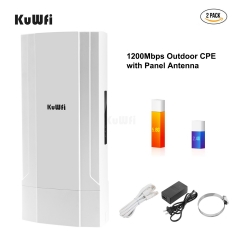 KuWFi 2-Pack Outdoor 5KM Point to Point Wireless Bridge 11AC 1200Mbps 2.4&5.8G Extender for IP Camera