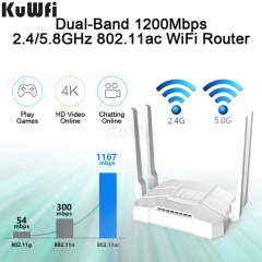 KuWFi 4G WiFi Router 1200Mbps Gigabit Dual Band Smart OpenWRT SIM Card