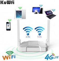 KuWFi 4G WiFi Router 1200Mbps Gigabit Dual Band Smart OpenWRT SIM Card
