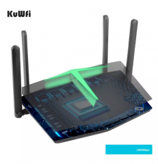 KuWFi WIFI Router WiFi6 1800Mbps Dual Band 128Users with 4 Gigabit Port