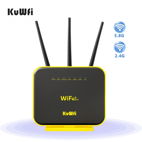 KuWFi Gigabit 4G WIFI Router Dual Band 64 User With Gigabit WAN/LAN RJ11 Port