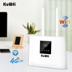 KuWFi Indoor 4G WIFI Router 150Mbps 4G SIM Unlocked with 2pcs External Antennas