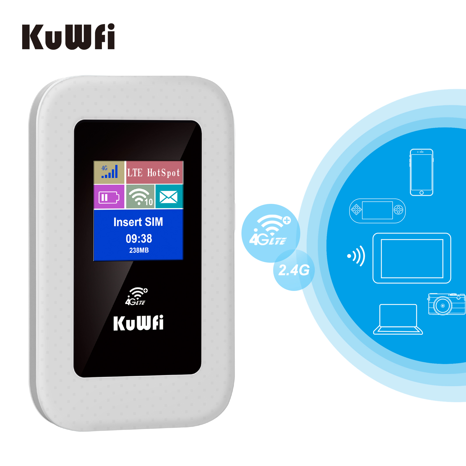Mobile Wi-Fi Hotspot, KuWFi 150Mbps Saponetta Wifi 4G LTE con Slot per SIM  Card, Batteria da 2400 mAh, Hotspot Mobile Router Portatile per Viaggi e