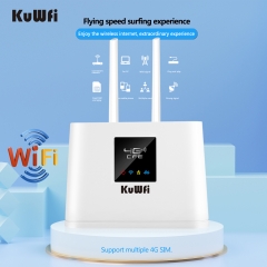 KuWFi Indoor 4G WIFI Router 150Mbps 4G SIM Unlocked with 2pcs External Antennas