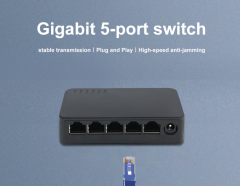 KuWFi 5 Ports Gigabit Switch 10/100/1000Mbps Fast Ethernet Switcher 4K Lightning Protection Smart Switch Support IEEE802.3x