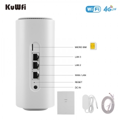 KuWFi Indoor 4G WIFI Router CAT4 150Mbps Mobile WiFi Hotspot Sim Card 32 Users RJ45