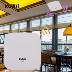 KuWFi Ceiling Mount Ap 2.4g 48v Poe Access Point 300mbps for Indoor WiFi Covering