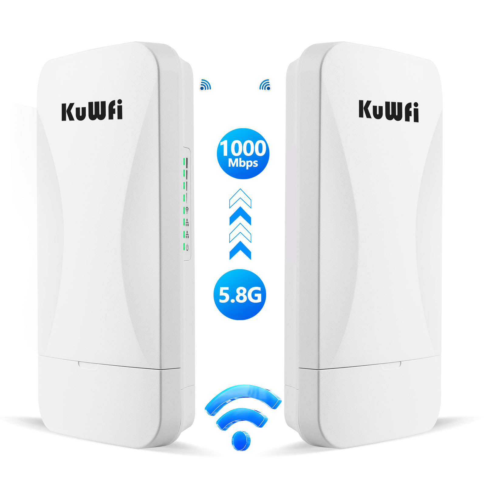 KuWFi Punto de Acceso Repetidor WiFi Exterior, Puente inalámbrico Punto a  Punto al Aire Libre de 900 Mbps, Admite una extensión WiFi de Largo Alcance