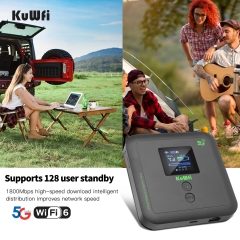 NSA/SA 2.5Gbps KuWFi 6000mAh wifi router 5g dual band 128users portable 5g wifi router with sim card slot