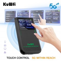 Touchable screen KuWFi eSim 5g router 4500mah battery 5g cpe wireless router 128 users mobile 5g router with sim card slot