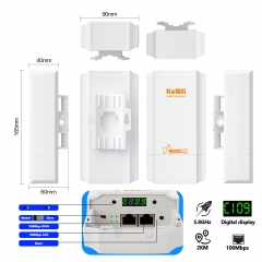 KuWFi 5.8ghz 2km outdoor wifi extender wifi bridge 900mbps outdoor cpe point to point wireless bridge